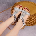 thumbnail image 4 of Womens Sandals Boho Flat Heel Open Toe Summer Trendy Solid Color Elastic Ankle Strap Footwear Sandals Women's Fashionable Casual Versatile Summer Fashion Beach Shoes Silver 7.5, 4 of 8