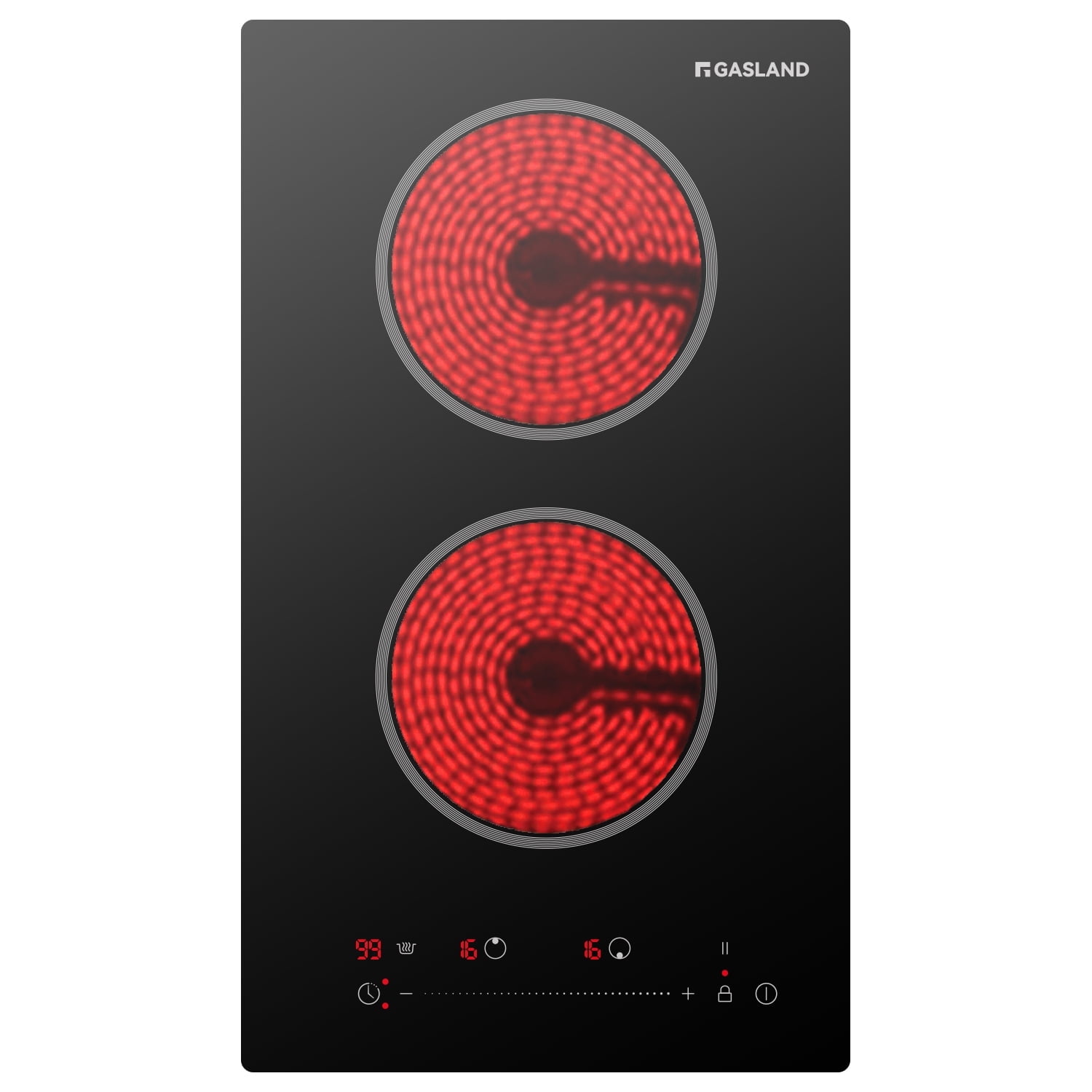 GASLAND 12 in. 2 Burners Radiant Electric Ceramic Cooktop,240 V 2400 W, Child Safety Lock, Timer