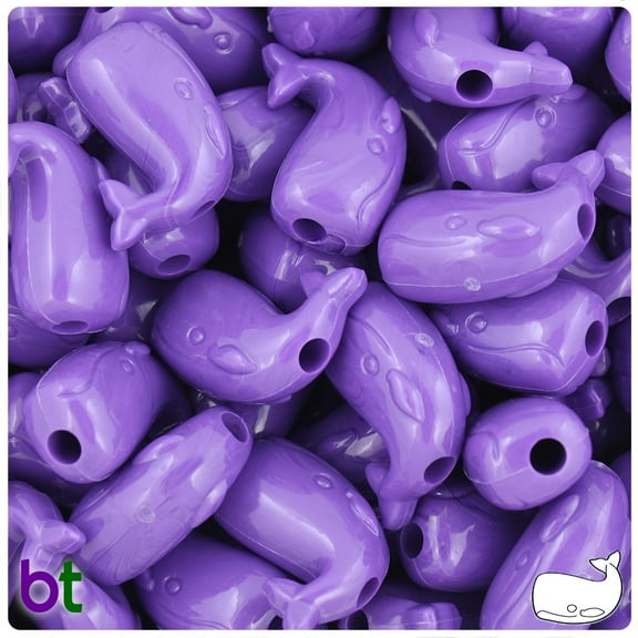 BeadTin Dark Lilac Opaque 24mm Whale Pony Beads (24pcs)