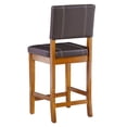 thumbnail image 3 of Linon Milano 24" Mid Back Indoor Upholstered Counter Stool, Medium Walnut/Dark Brown Faux Leather, 3 of 13