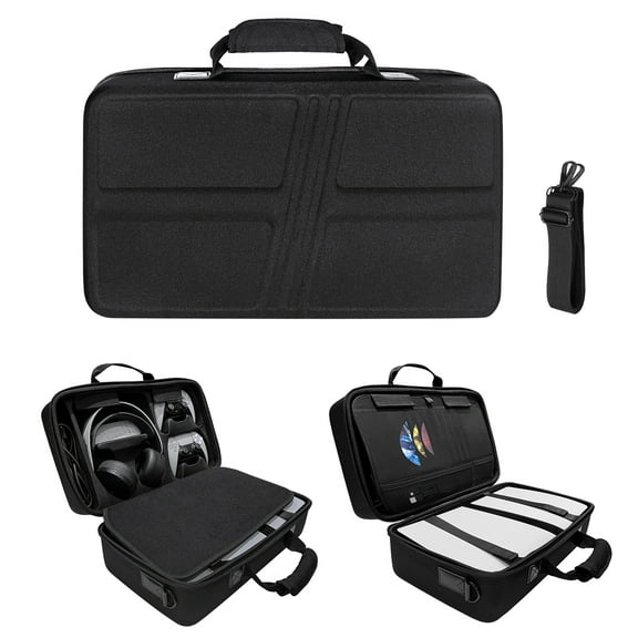 Compatible with PlayStation 5 Pro Gaming Console Protective Storage Case with Shoulder Strap, Large Capacity Organizer for PS5 Accessories-Black