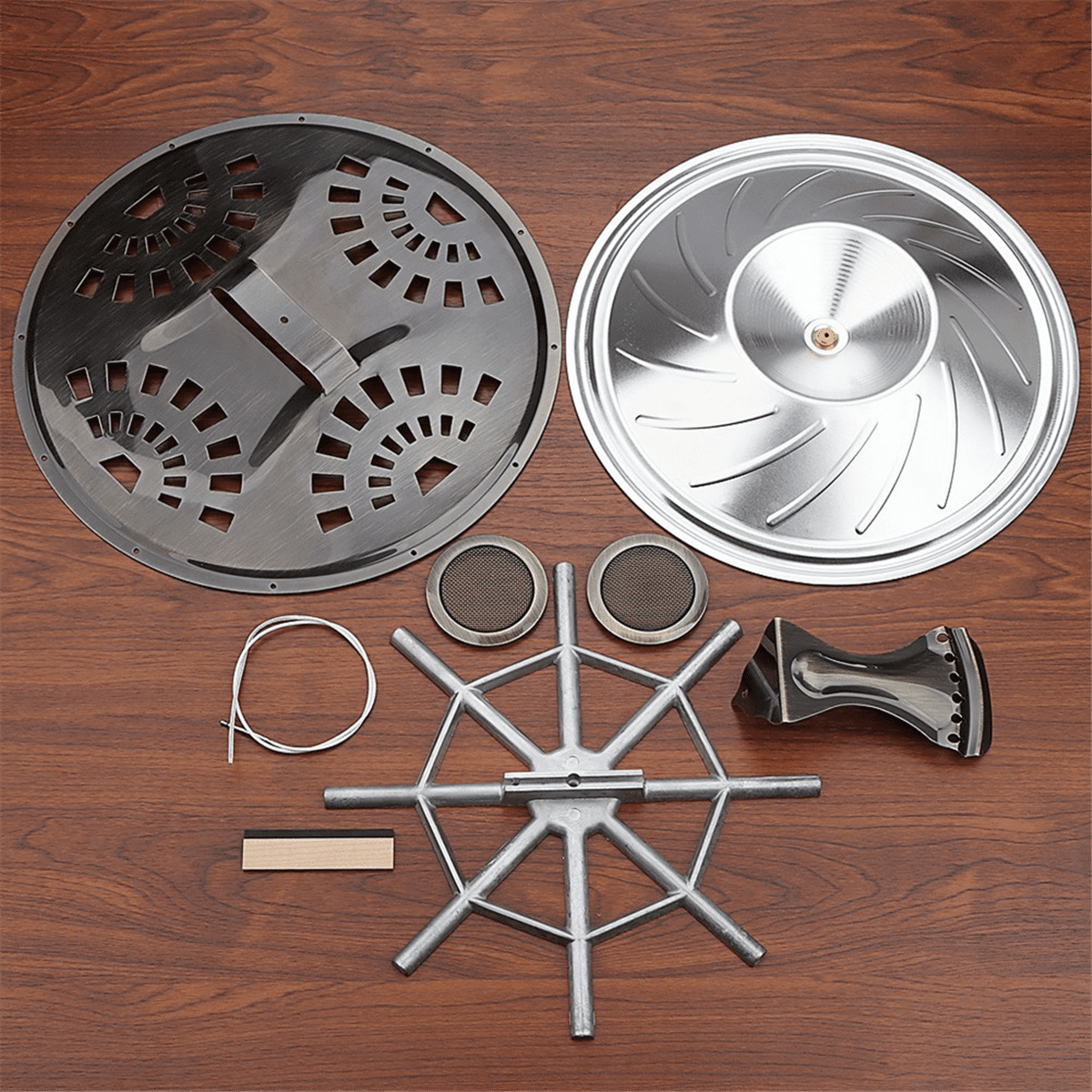 Resonator Cones Soundhole Screens Tailpiece Spider Bridge Saddle Set for Dobro Guitar Parts Accessories