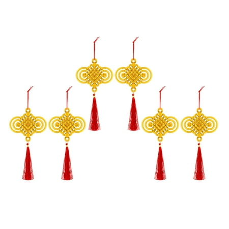 

Chinese New Year Decorations Hanging Ornaments Lucky Pendants for Indoor Outdoor Home Office Potted Bonsai Decoration Chinese knot 6pcs