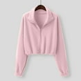 thumbnail image 4 of FEIFLY Women's Sweatshirt Full Zip Oversized Crop Jacket Winter Long Sleeve Stand Collar Workout Coat Windbreaker Solid Color Birthday Autumn Tops, 4 of 6