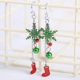 thumbnail image 4 of Jiyike Christmas Earrings Red Christmas Socks Green Snowflakes Pendants Earrings Female Christmas Decorations, 4 of 5
