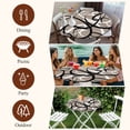 thumbnail image 7 of Brown Geometric Round Tablecloth, Fitted Table Cover with Elastic for 45"-54" Round Tables, Vintage Black White Striped Abstract Art Table Cloth Outdoor Indoor Dinning Party Waterproof Tablecloths, 7 of 7