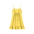 thumbnail image 4 of Nfurl Women Short Nightgown Dress Casual Ruffle Hem Spaghetti Strap Night Nightgowns Summer Lightweight Low Back Sleeveless Linen Sleep Dresses Yellow,L, 4 of 9