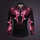 thumbnail image 1 of Camisa de manga larga con solapa de primavera para uso diario con diseño abstracto colorido y bloques de color para hombre, cómoda y suave, con botones a la moda, 1 of 6