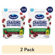 (2 pack) Ocean Spray® Craisins®, 50% Less Sugar Dried Cranberries, Dried Fruit, 20 oz Pouch