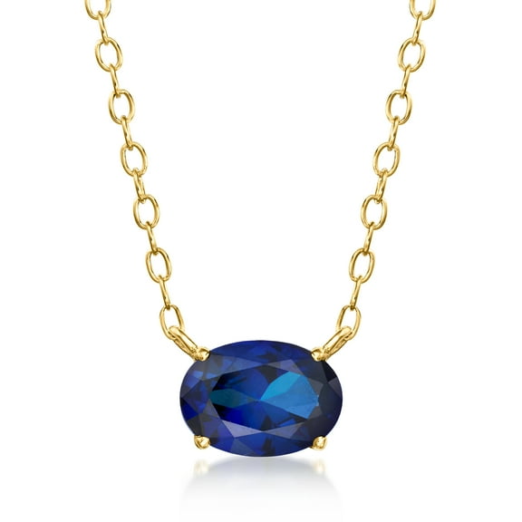 Pure Collection by Ross-Simons 0.70 Carat Oval Lab-Grown Sapphire Necklace in 18kt Gold Vermeil, Women's, Adult