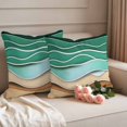 thumbnail image 2 of Green Beach Outdoor Waterproof Pillow Covers, Abstract Stripes Gradient Ocean Brown Sand Decorative Square Throw Pillowcase Sofa Cushion Sham for Patio/Couch/Chair, 20"x20" 2 Pack, 2 of 8