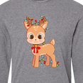 thumbnail image 4 of Inktastic Cute Christmas Reindeer with Christmas Lights Long Sleeve T-Shirt, 4 of 5