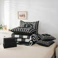 thumbnail image 5 of Feelyou Chic Letter A Twin Bedding Sets 7-Piece for Kids, Black White Buffalo Plaid Bedding Comforter Set, Retro Damask Floral Reversible Sheet Sets, Lightweight Room Decor, 5 of 7