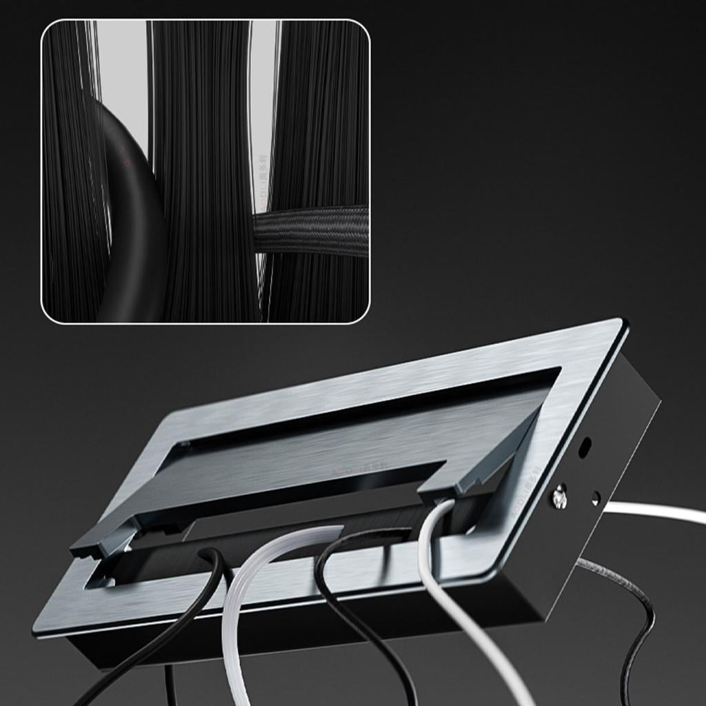YIGSECU Thickening Aluminum Desk Cable Management Grommets Rectangle Brushed Hole Cover