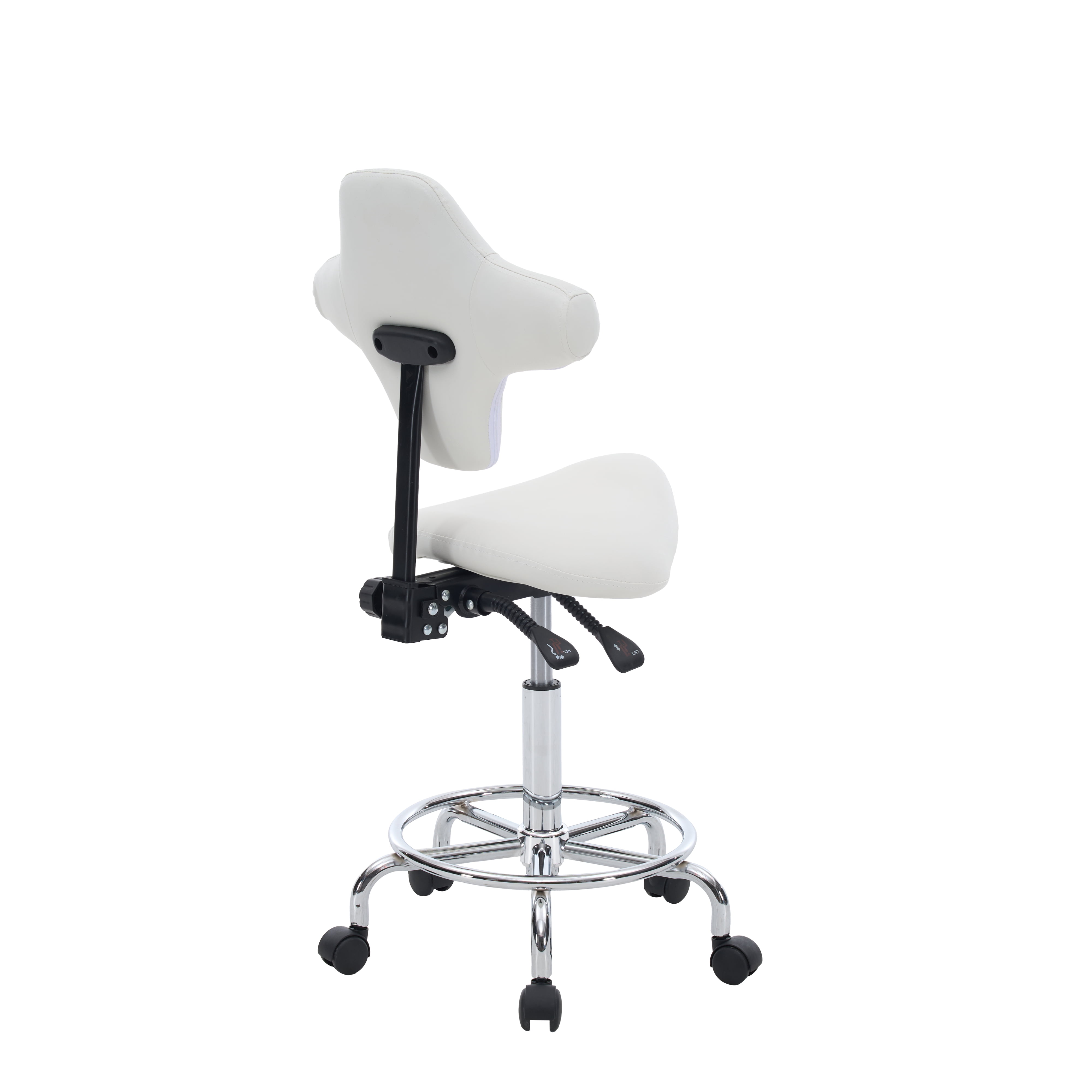 Saddle Stool Chair with Wheels,Ergonomic Swivel Rolling Height Adjustable for Salon Beauty Clinic Dentist Tattoo Home Office(White)