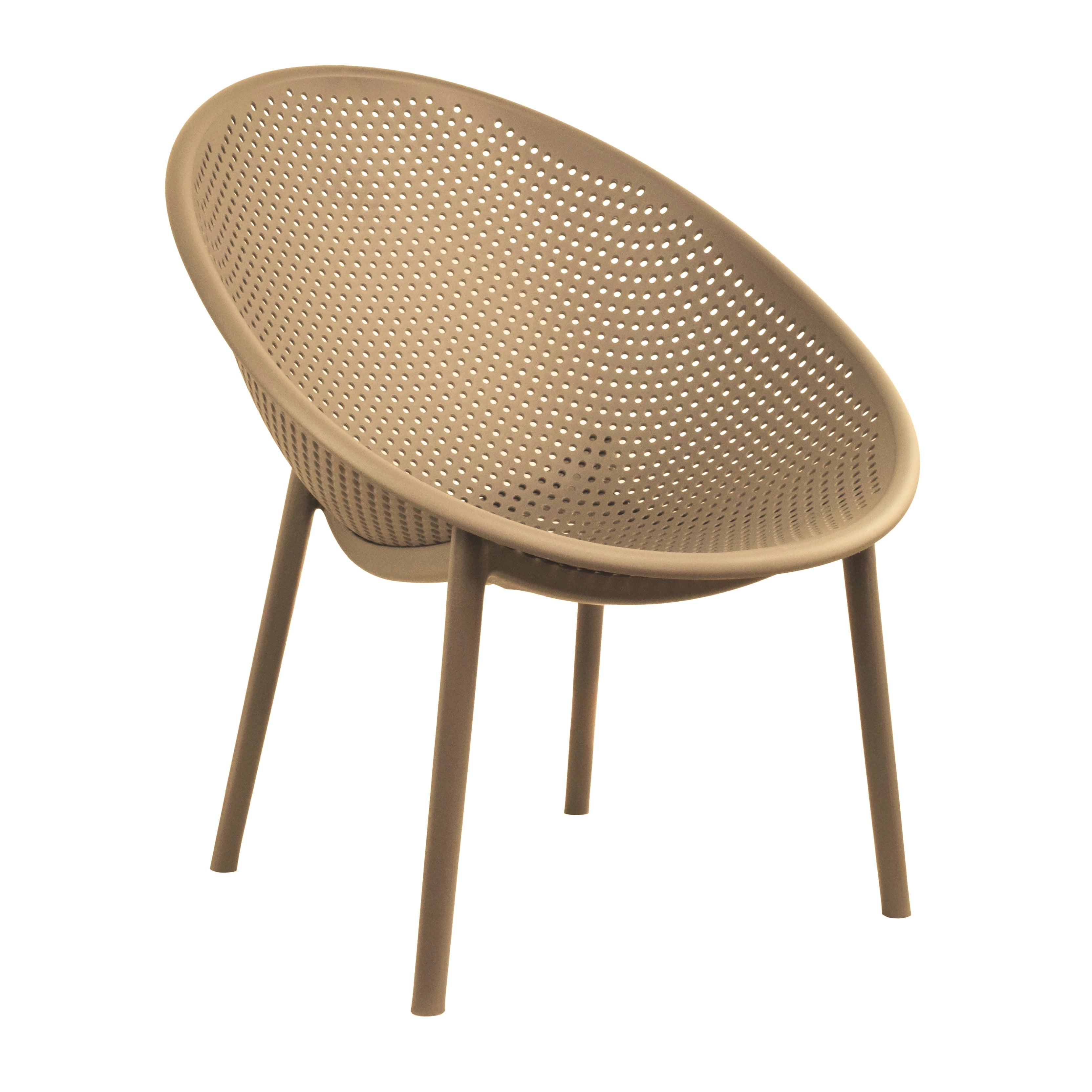 2xhome Set of 2 Modern Patio Chairs, Oval Acepulco With Dots Round Shape Contemporary Plastic Armless Dining Accent Chairs for Kitchen Living Room or Outdoor, Beige