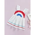 thumbnail image 3 of Franhais Toddler Girls Casual Dress, Back Tie-up Bowknot Contrast Color Rainbow Printed Dresses, 3 of 9