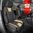 thumbnail image 4 of Motor Trend DuraLuxe Faux Beige Leather Seat Cover for Car Truck Van & SUV, 1 Piece Premium Front Seat Cushion Cover with Universal Fit Design, Padded for Comfort with Front Storage Pockets, 4 of 7