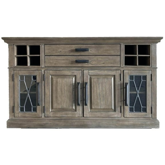 Pemberly Row Dining 66x19" Wood Buffet Server in Sandstone Brown