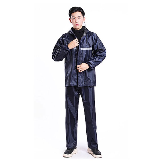 Chubasquero largo para hombre Traje con capucha con rayas reflectantes Pantalones de manga larga Chaqueta de lluvia 2X grande Ropa impermeable para el , XL SG Baoblaze abrigos de lluvia