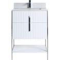 thumbnail image 3 of Fine Fixtures Serenity 24 in. W x 18 in. D x 33.5 in. H Bathroom Vanity in White Matte with White Stone Top in White with Chrome Hardware, 3 of 4