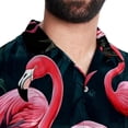 thumbnail image 5 of Flamingo Tropical Rainforest Men's Short Sleeve Hawaiian Shirt, Casual Printed Button Down Beach Tops, Summer Poplin Spread Collar Unisex Button Down Shirts, 5 of 6
