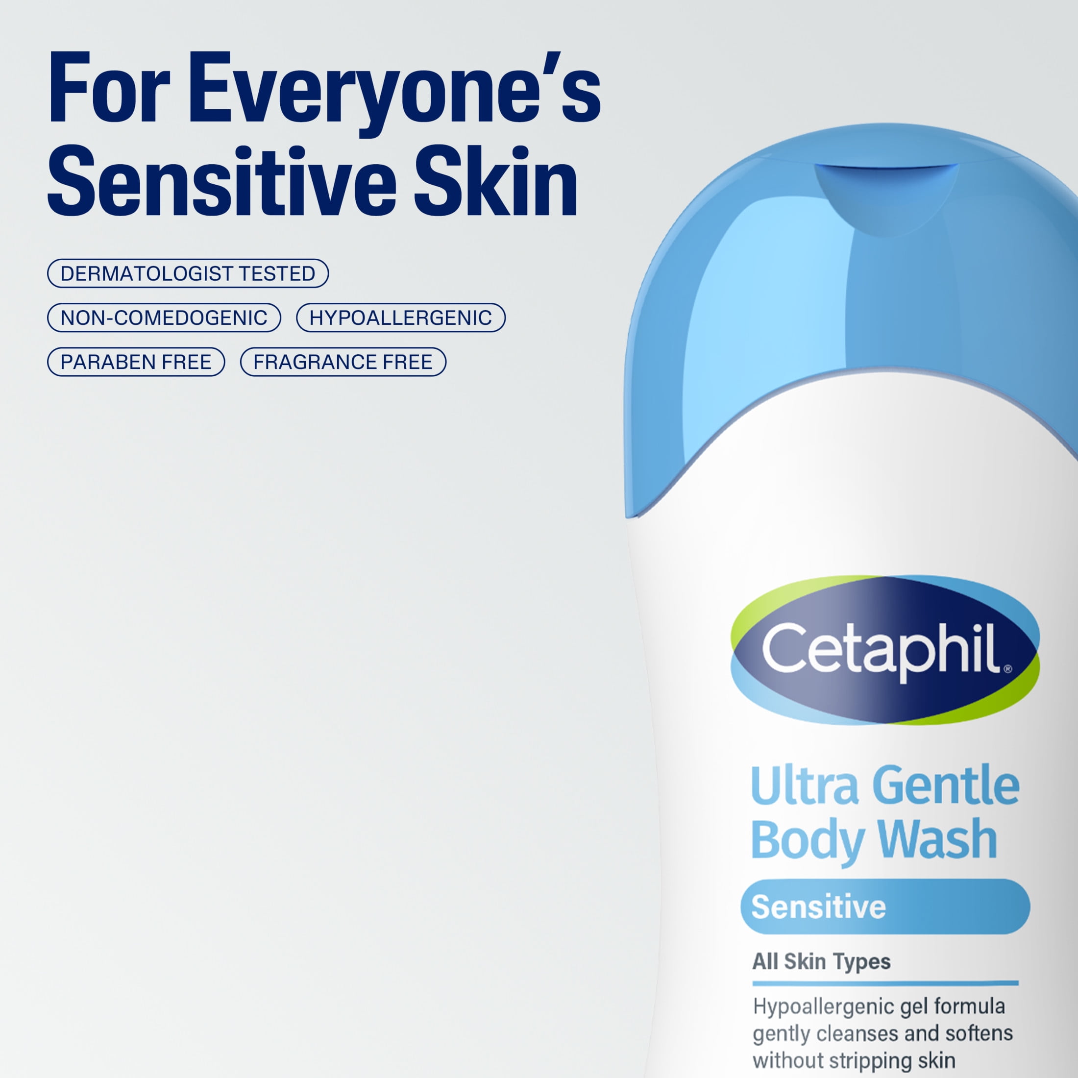 (3 pack) Cetaphil Ultra Gentle Body Wash, For Dry to Normal, Sensitive Skin, Fragrance Free, 16.9 fl oz