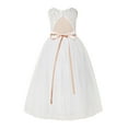 thumbnail image 2 of Ekidsbridal Ivory Floral Lace Neck A-Line Keyhole Back Flower Girl Dress Christening 178R4 12, 2 of 3