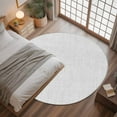 thumbnail image 3 of White 3ft Round Rug, Farmhouse Burlap Solid White Color Modern Linen Texture Non-Skid Rubber Backing Large Area Rugs - Living Room Bedroom Home Office, Indoor Floor Mat Carpets Washable Rug, 3 of 9