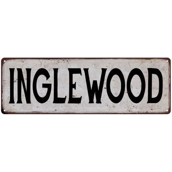 INGLEWOOD Vintage Look Rustic Metal 8x24 Sign City State 108240041236