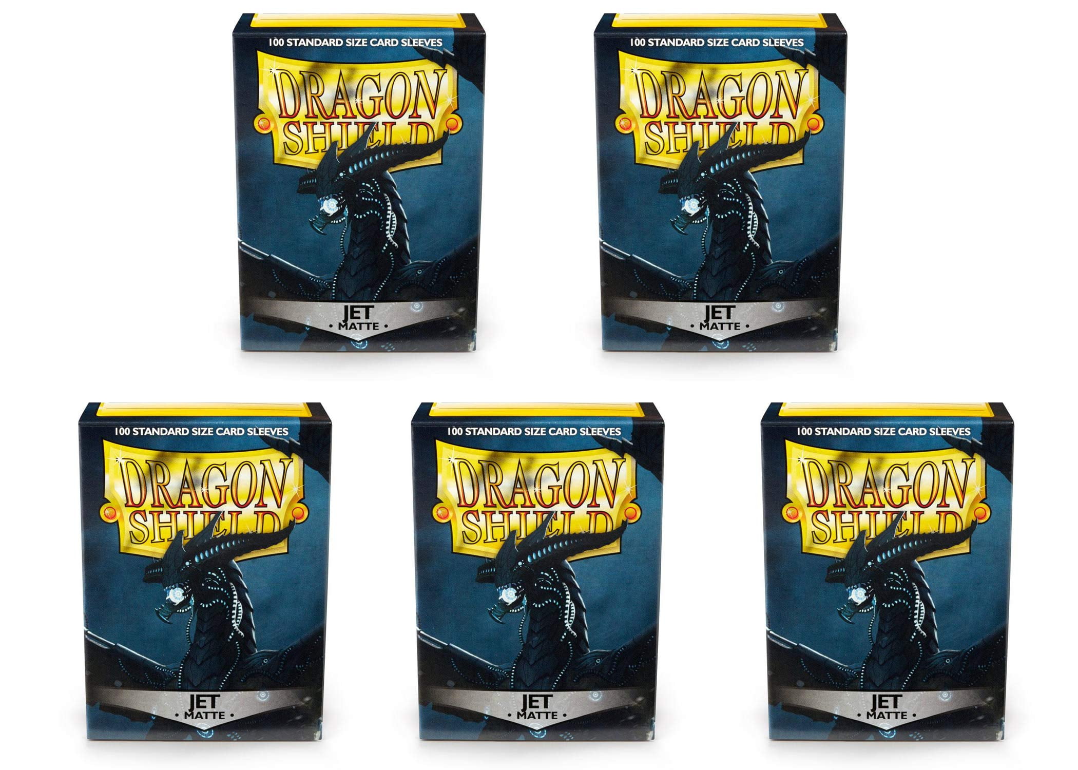 5 Packs Dragon Shield Matte Jet Standard Size 100 ct Card Sleeves Value Bundle!