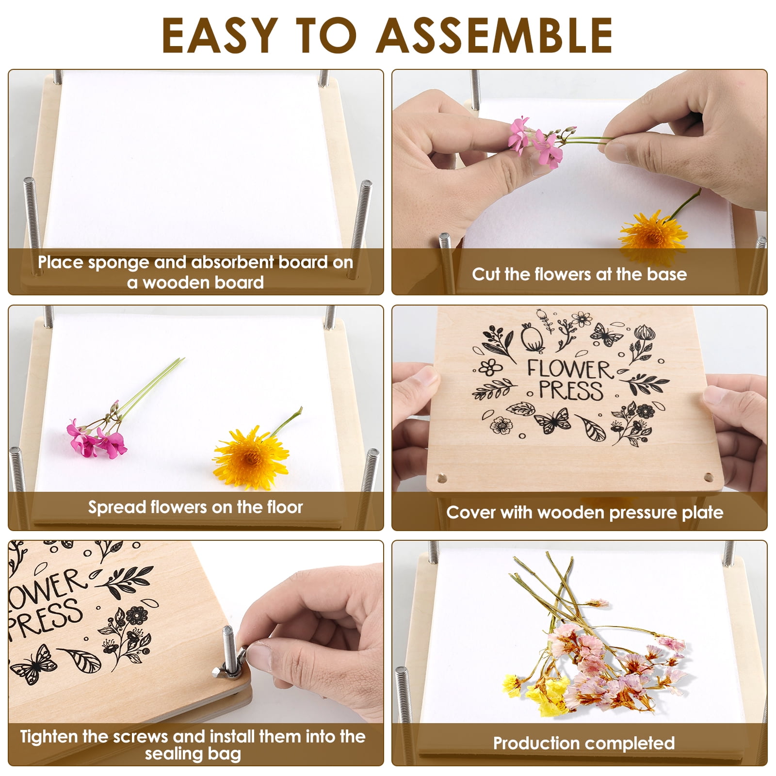 Threns 2 Pcs Flower Press Kit Innovative Flower Preservation Kit DIY Floral Pressing Art Supplies for Children Adult Craft Lover