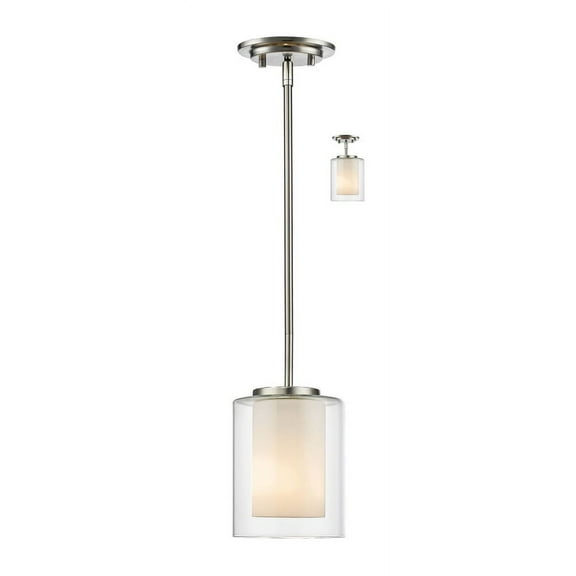 1 Light Mini Pendant in Utilitarian Style 6 inches Wide By 54 inches High-Brushed Nickel Finish Bailey Street Home 372-Bel-1809617