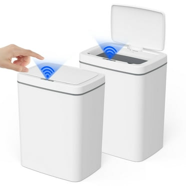 AMONSEE 2Pack Trash Can for Kitchen Bathroom, 4.2 Gallon Motion Sensor Trash Can with Lid, White