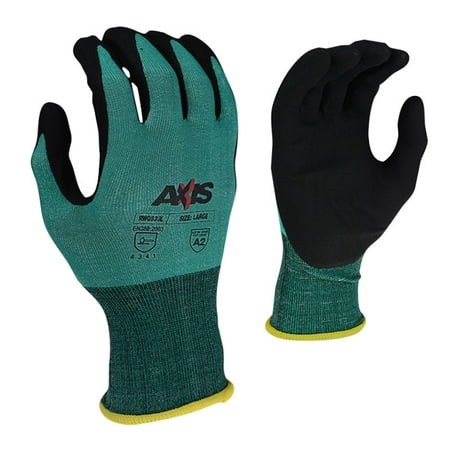 

Radians AXIS Cut Protection Level A2 Foam Nitrile Coated Gloves X-Large Green (5 Pairs)