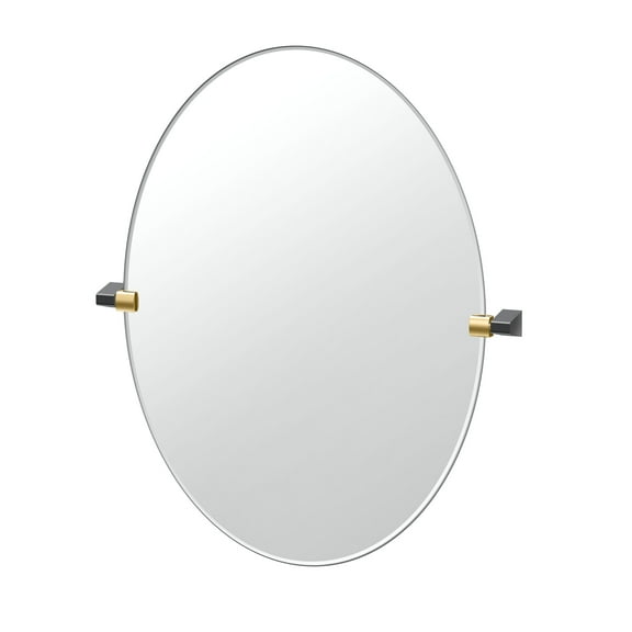 Gatco A-Line 32" Frameless Oval Mirror, Brass/Matte Black