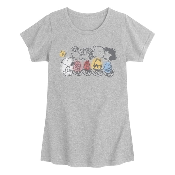 Peanuts - Friends Drawing - Youth Girls Fitted Short Sleeve T-Shirt