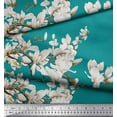 thumbnail image 1 of Soimoi Green Poly Georgette Fabric White Floral & Bulbul Bird Print Fabric by The Yard 52 Inch Wide, 1 of 3