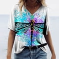 thumbnail image 2 of Camiseta estampada de moda para mujer Blusa de manga corta con cuello en V Tops casuales Pompotops  hkajfhjk471818, 2 of 5