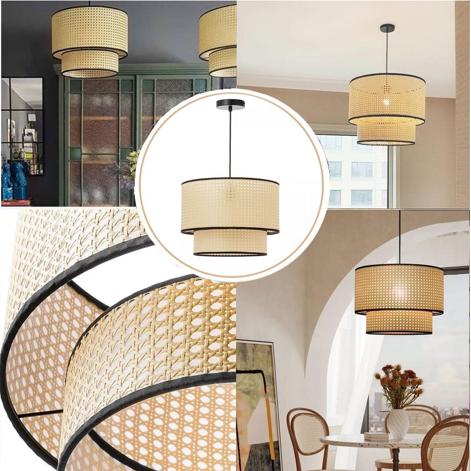 Arturesthome Mid Century Hand-Woven Pendant Light Rattan Lighting Fixtures