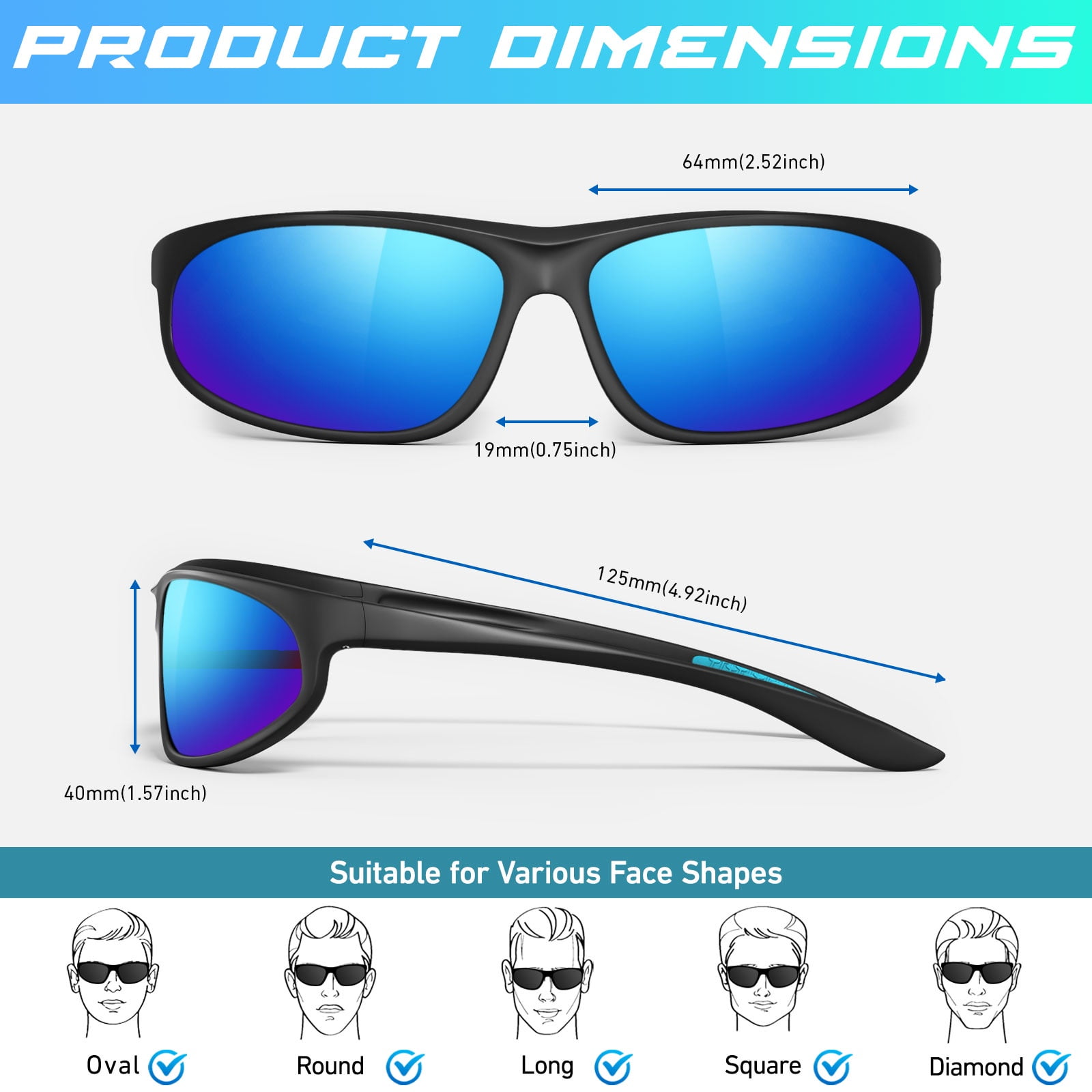 LINVO Sports Polarized Sunglasses for Men Women, Wrap-Around for Fishing, Cycling & Running, UV400 Protection