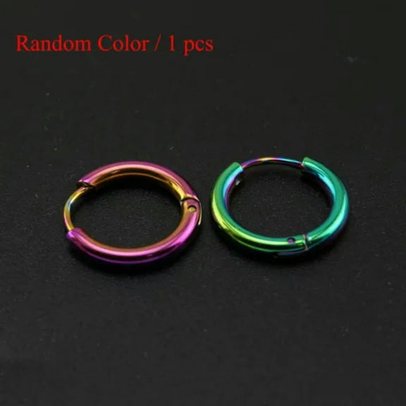 HOOUN Unisex Titanium Stainless Steel Small Round Hoop Sleeper Earrings Jewelry Punk-multicolor-2*12mm