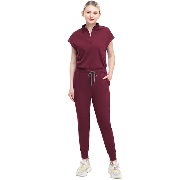 Medical Nursing Short Sleeve Scrubs Set Unisex Professional Nurse Uniform with Pockets
