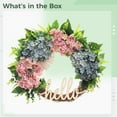 thumbnail image 3 of Spring Wreath for Front Door, Blue and Pink Silk Floral Wreath Vintage Half Round Design with Grapevine Base for Indoor Outdoor Decor, 3 of 5