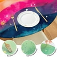 thumbnail image 4 of Colorful Tie Dye Wave Pattern Round Fitted Tablecloth with Elastic Edge,Dining Table Cover Waterproof,Outdoor Round Tablecloth for Camping,Dining,Indoor and Outdoor, 4 of 7