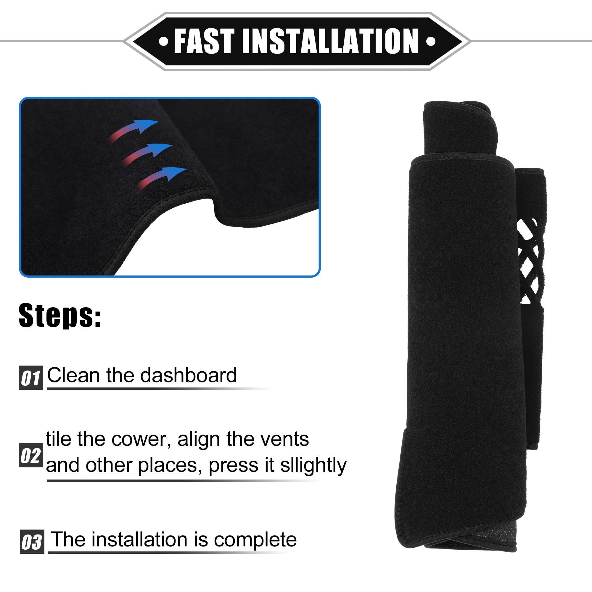 Unique Bargains Car Dashboard Cover Non-slip Polyester Dash Board Protector Cover Mat for Toyota Camry 2012-2017, Black
