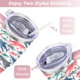 thumbnail image 5 of 40oz Ocean Cute Shark Stainless Steel Flip Straw Tumbler Spill Proof Travel Cup Double Wall Vacuum Insulated Coffee Mug with Top Handle, 5 of 6