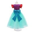thumbnail image 3 of HAWEE Mermaid Dress for Girl Lace Tulle Short Flying Sleeves Outfits Princess Ariel Sequin Fancy Back Bow Costumes, 3 of 4