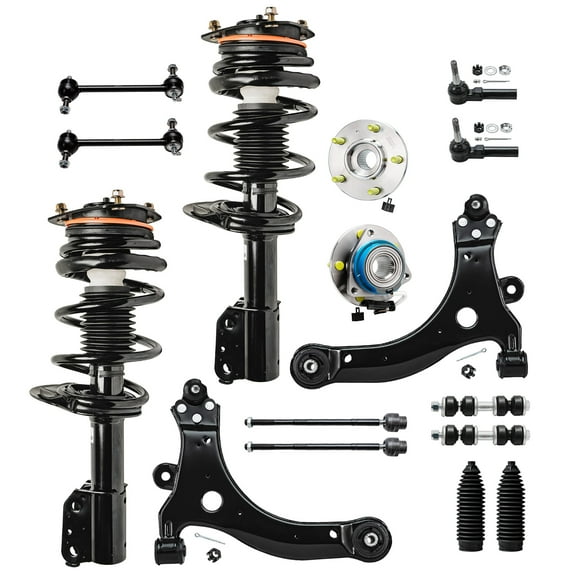 Detroit Axle - 16pc Suspension kit for 2000-2013 Chevy Impala 2000-2007 Monte Carlo Allure Buick LaCrosse Front Struts Lower Control Arms Tie Rods Boots Wheel Hubs Replacement Front Rear Sway Bars