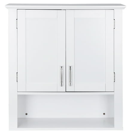 ZenSports 2-Door Bathroom Medicine Storage Wall Cabinet, Over-the-Toilet Adjustable Shelves 8" Width White